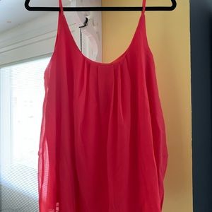 Doublju Women’s Pleated Chiffon layered cami tank